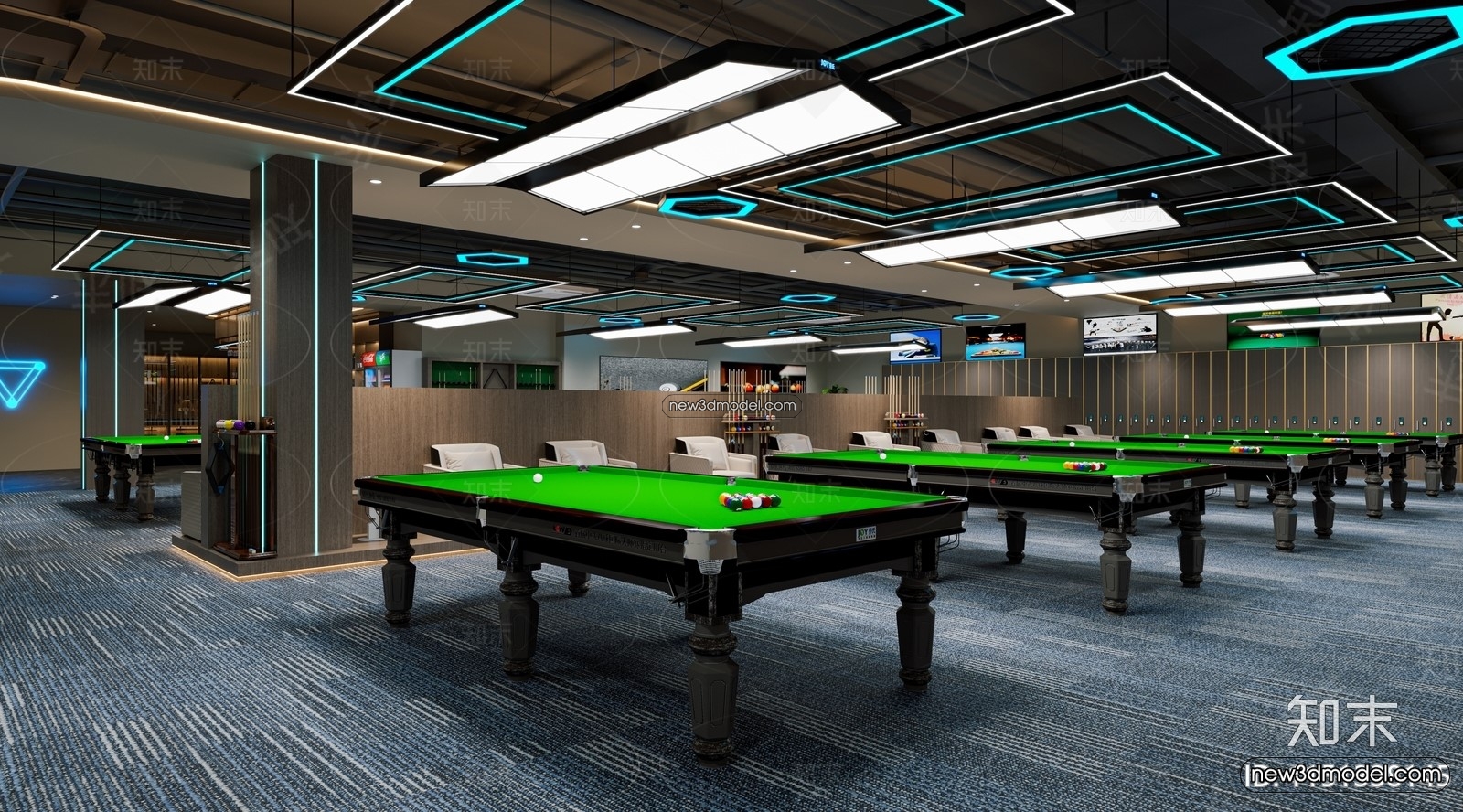 Interior 3D Models of Billiard – 3D Blocks – 003 – CORONA - thumbnail 3