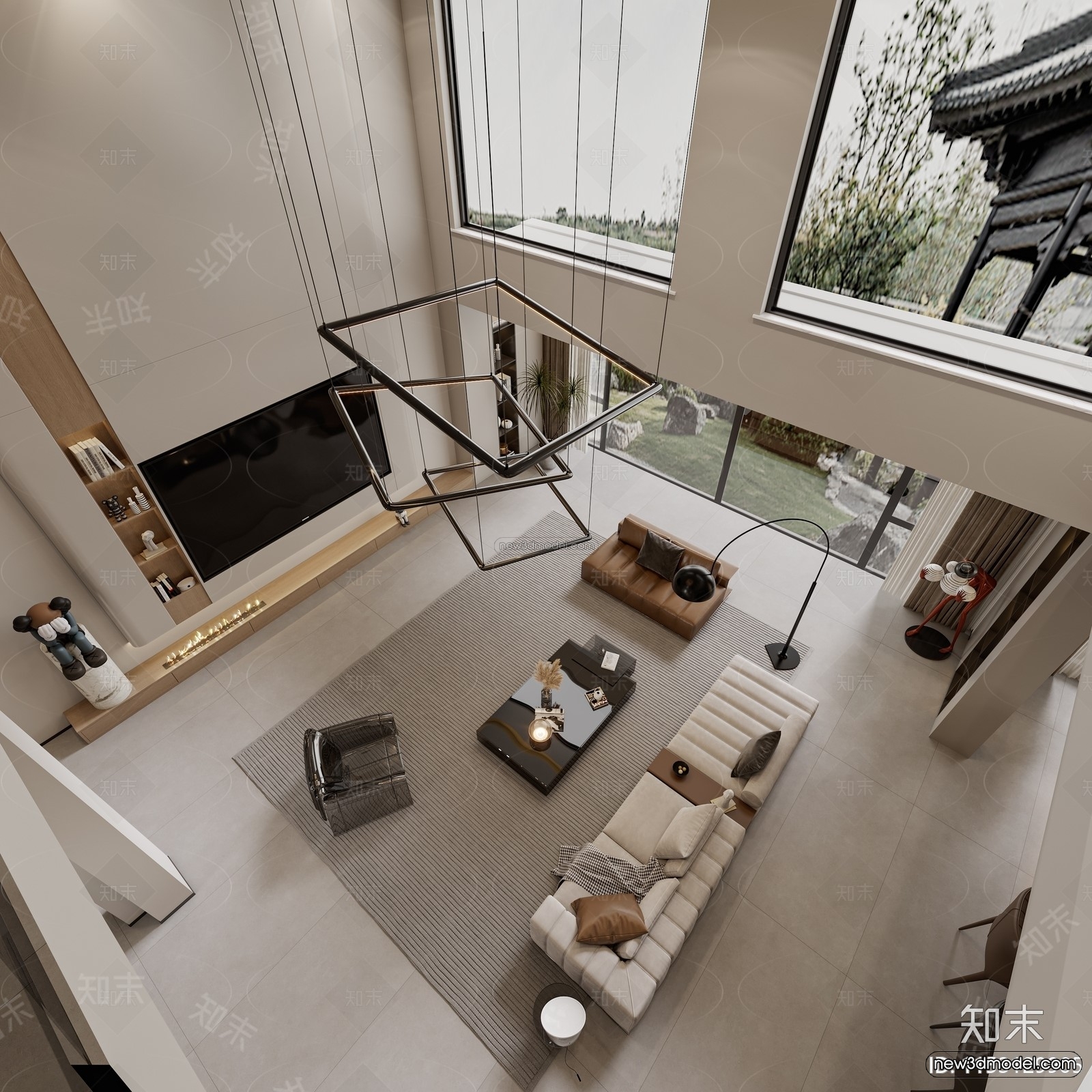 Modern Style Interior 3D Blocks and 3D Models – Living Room 3D Scene – 367 – CORONA - thumbnail 3