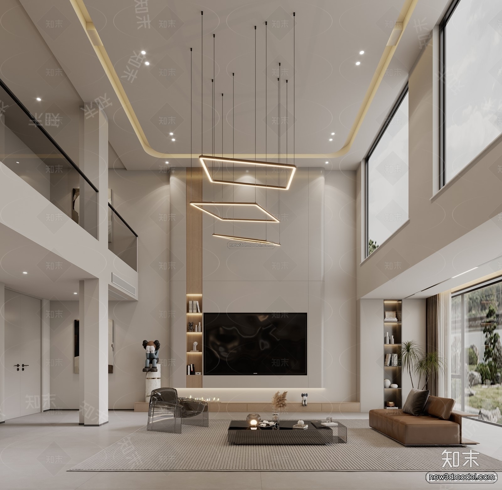 Modern Style Interior 3D Blocks and 3D Models – Living Room 3D Scene – 367 – CORONA - thumbnail 2