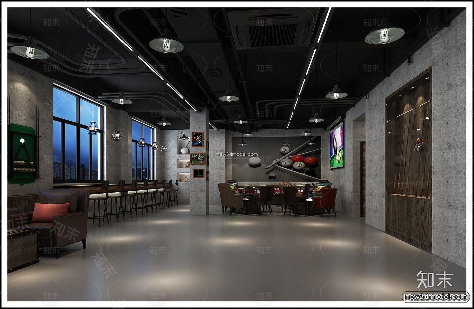 Interior 3D Models of Billiard – 3D Blocks – 004 – VRAY - thumbnail 2