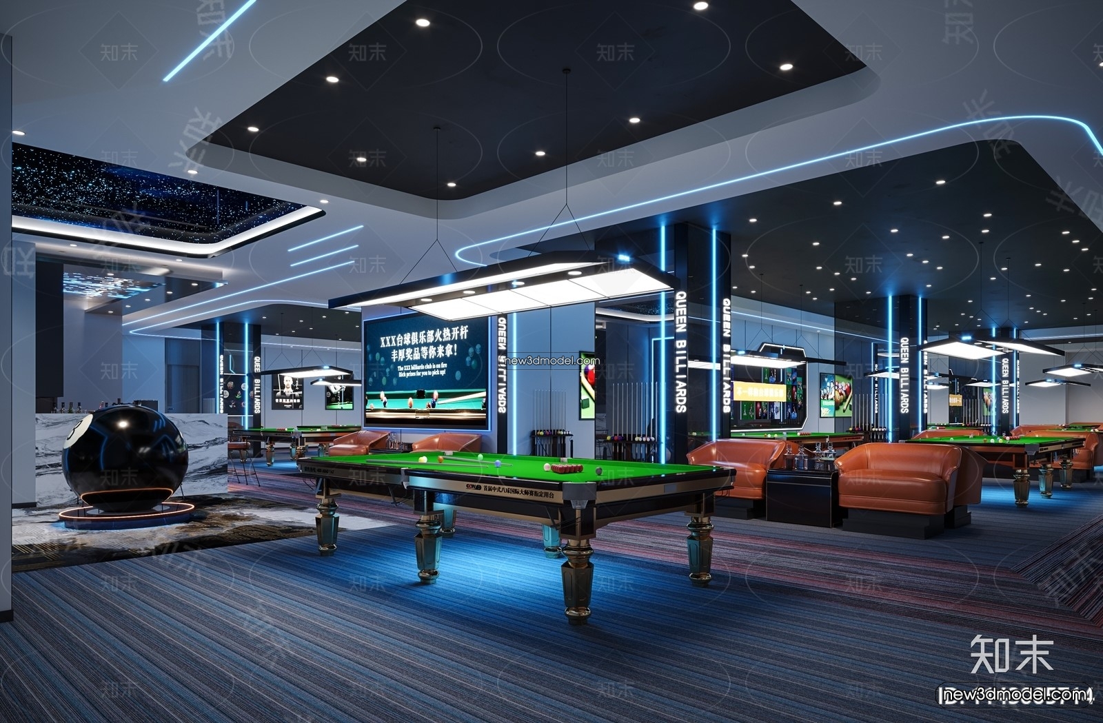 Interior 3D Models of Billiard – 3D Blocks – 010 – CORONA - thumbnail 2