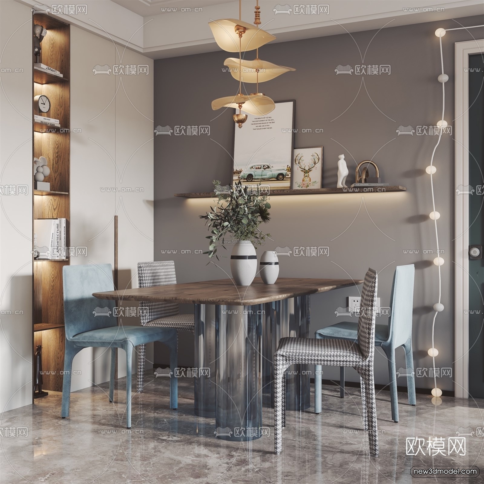 Morandi Style Interior 3D Blocks – Living Room 3D Scene – 074 – VRAY - thumbnail 4