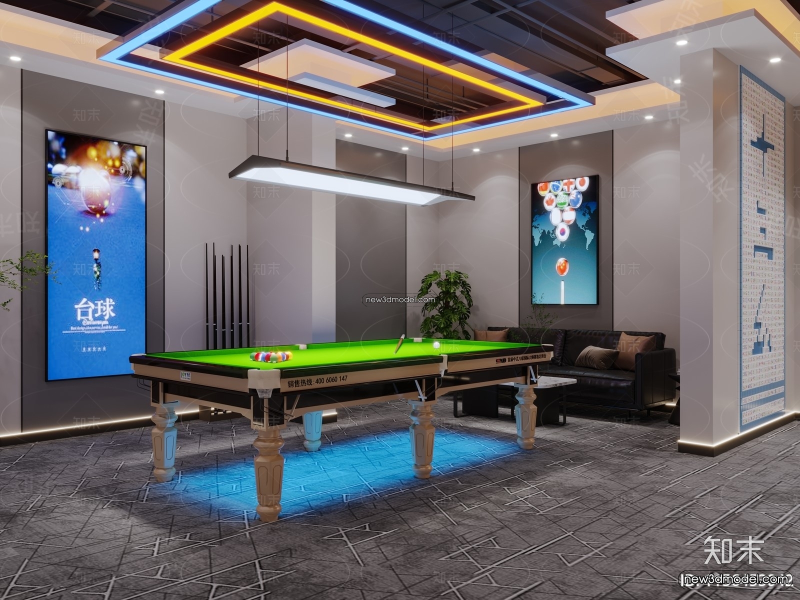 Interior 3D Models of Billiard – 3D Blocks – 011 – CORONA - thumbnail 4