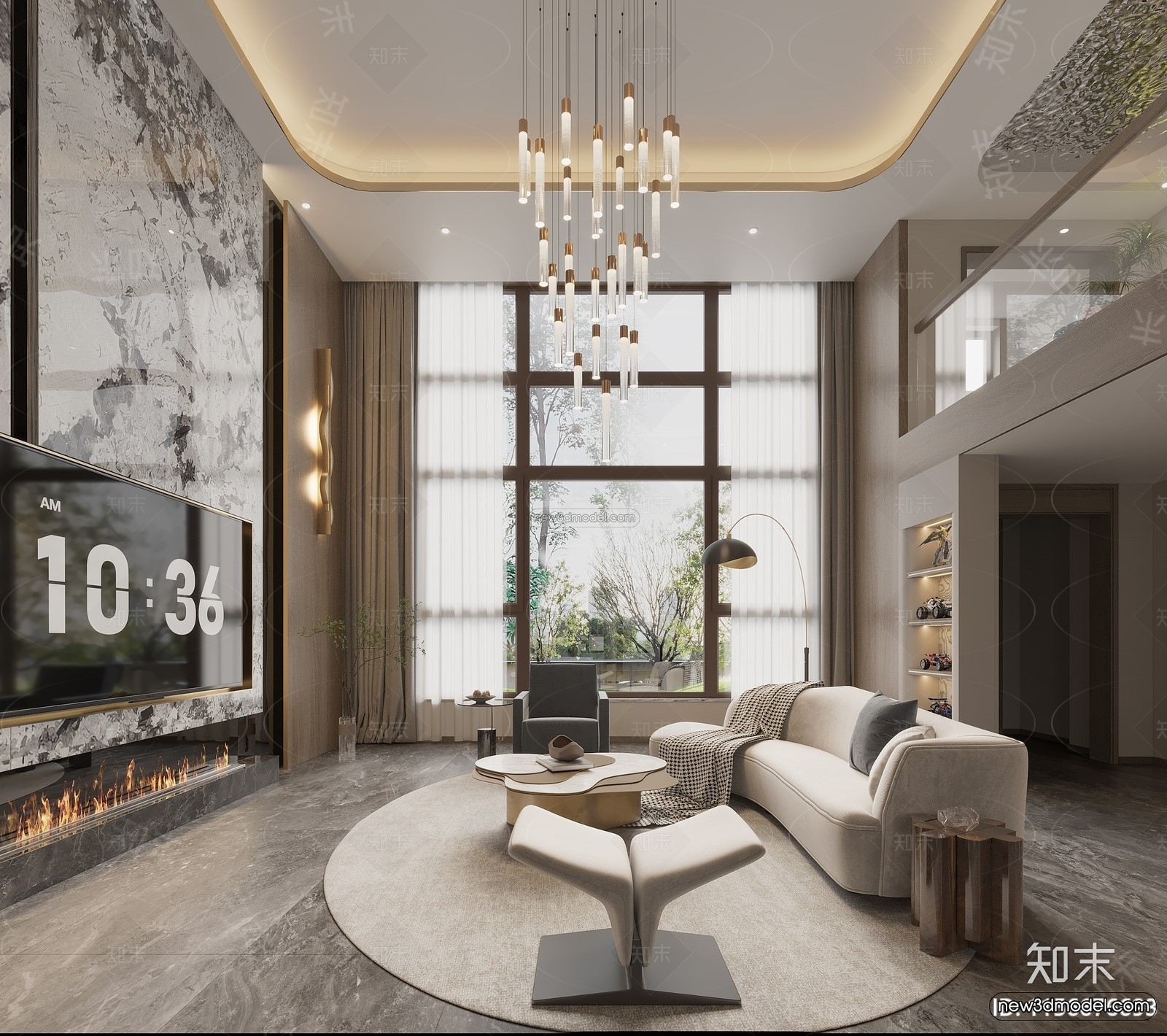 Modern Style Interior 3D Blocks and 3D Models – Living Room 3D Scene – 374 – CORONA - thumbnail 2