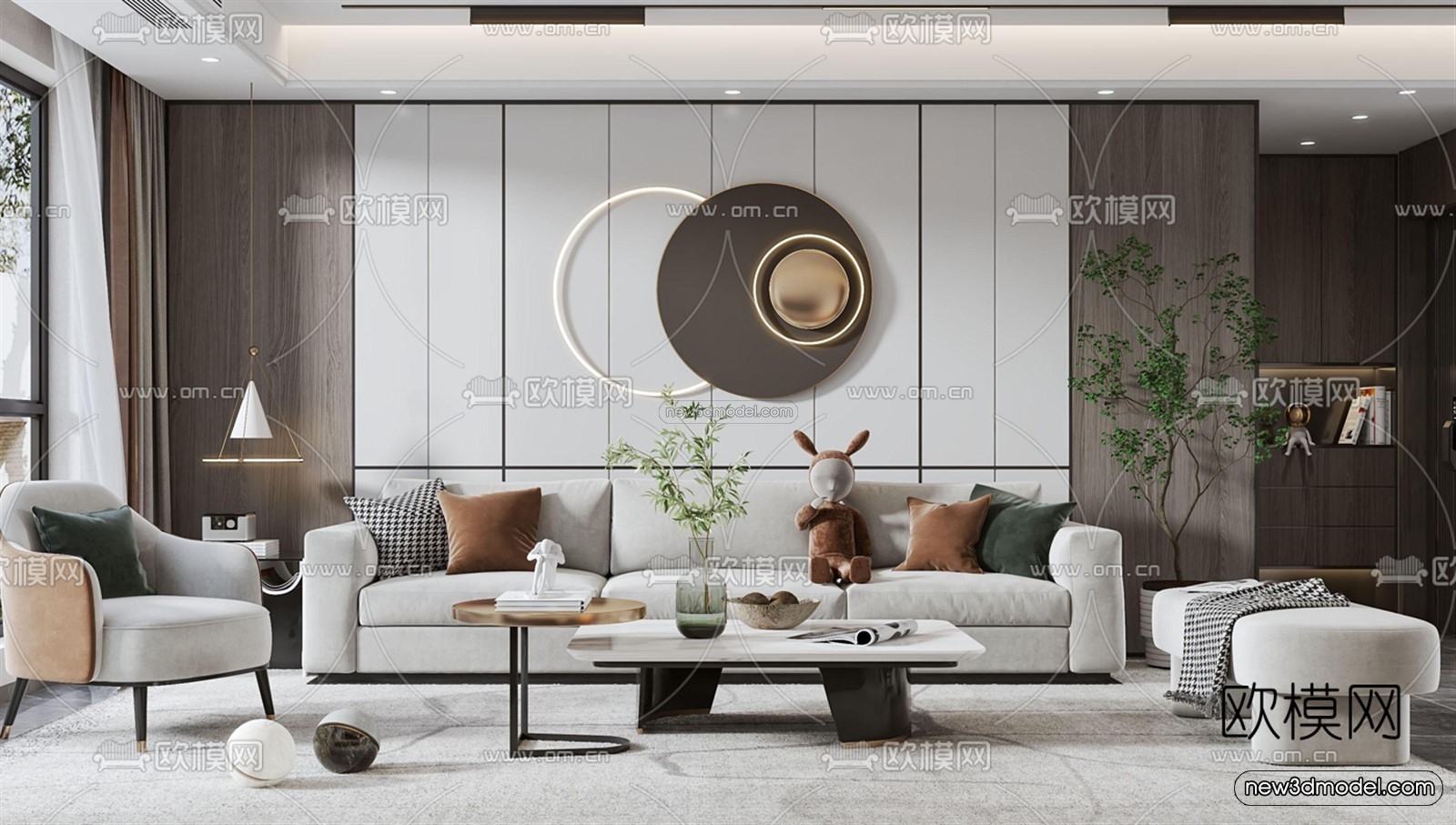 Modern Style Interior 3D Blocks – Living Room 3D Model – 122 – VRAY - thumbnail 2