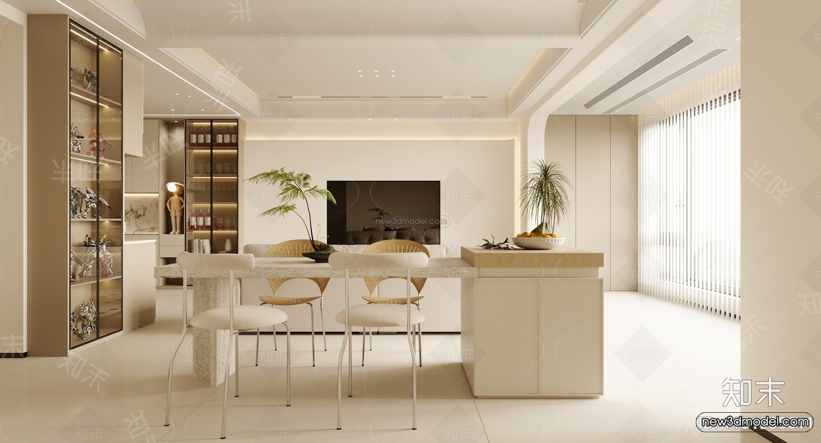 Modern Style Interior 3D Blocks and 3D Models – Living Room 3D Scene – 377 – CORONA - thumbnail 3