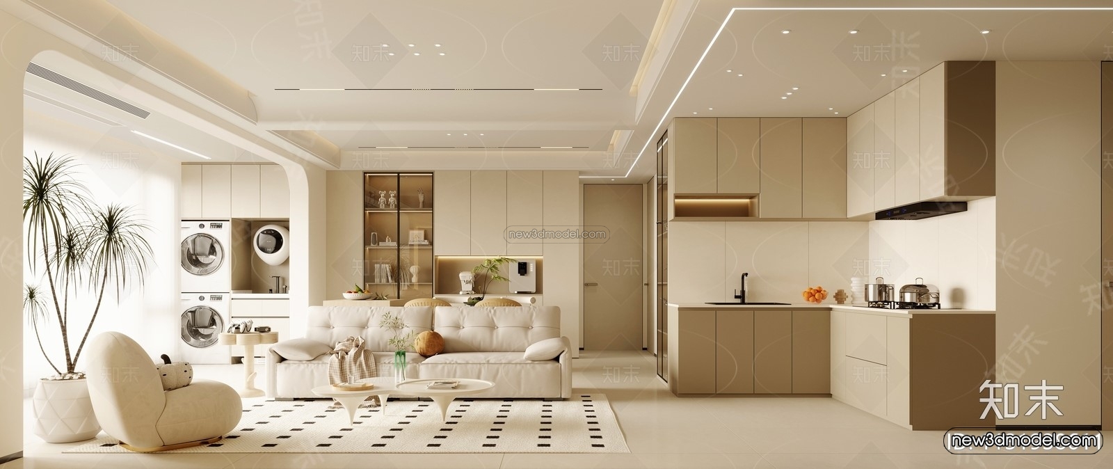 Modern Style Interior 3D Blocks and 3D Models – Living Room 3D Scene – 377 – CORONA - thumbnail 2