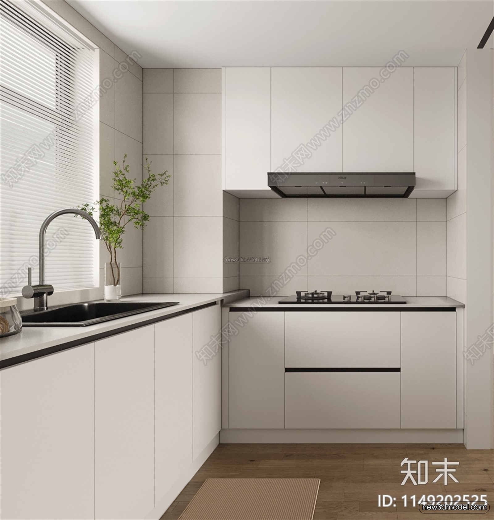 Modern Style Interior 3D Blocks and 3D Models – Kitchen 3D Scene – 625 – CORONA - thumbnail 2