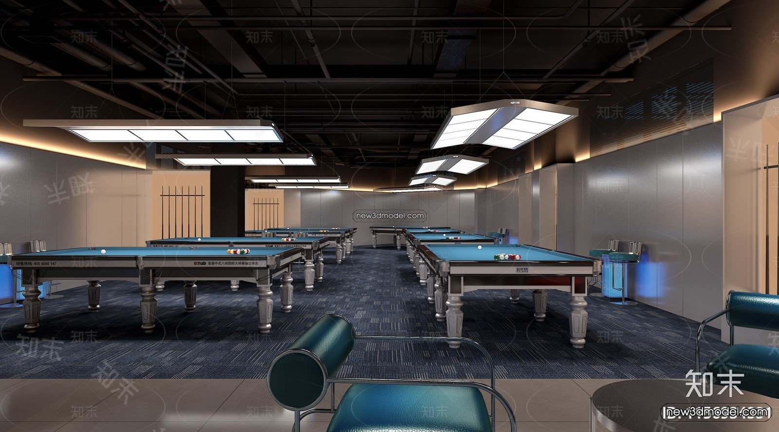 Interior 3D Models of Billiard – 3D Blocks – 018 – VRAY - thumbnail 3