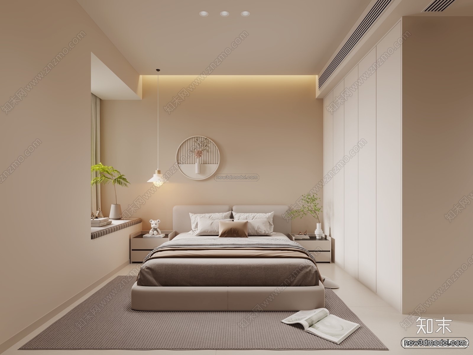 Cream Style Interior 3D Blocks – Bedroom 3D Model – 188 – CORONA - thumbnail 4