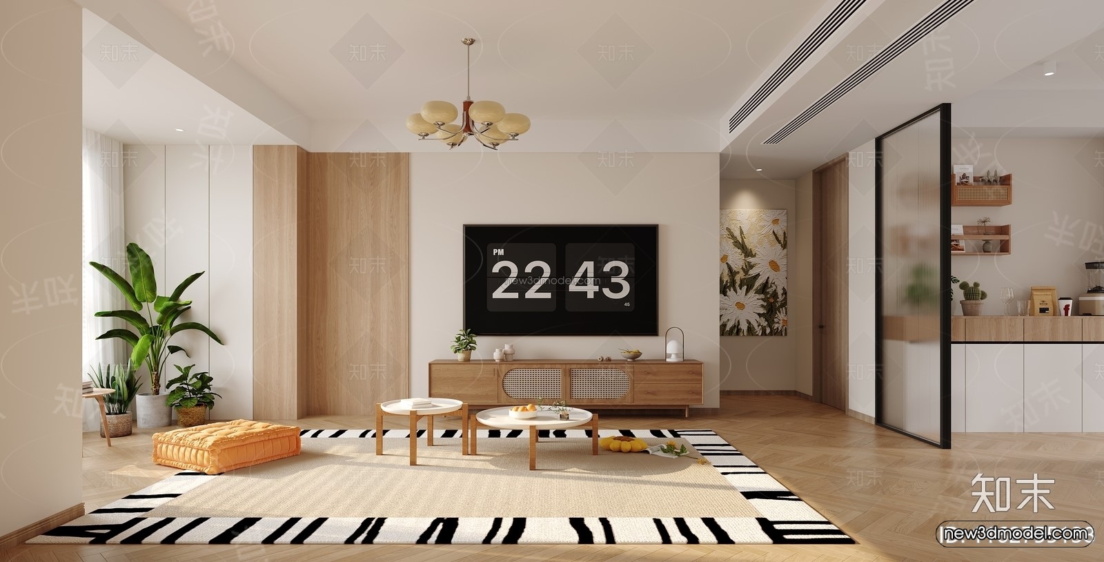 Modern Style Interior 3D Blocks and 3D Models – Living Room 3D Scene – 379 – CORONA - thumbnail 2
