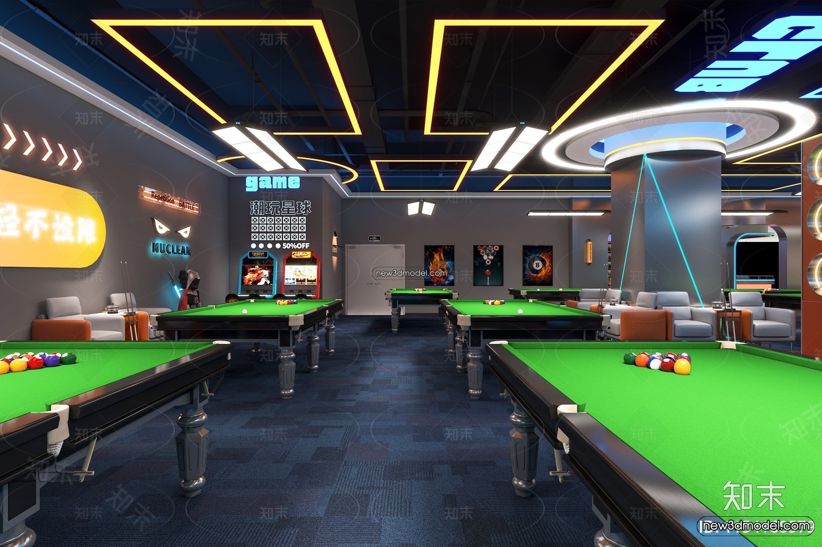 Interior 3D Models of Billiard – 3D Blocks – 019 – VRAY - thumbnail 2