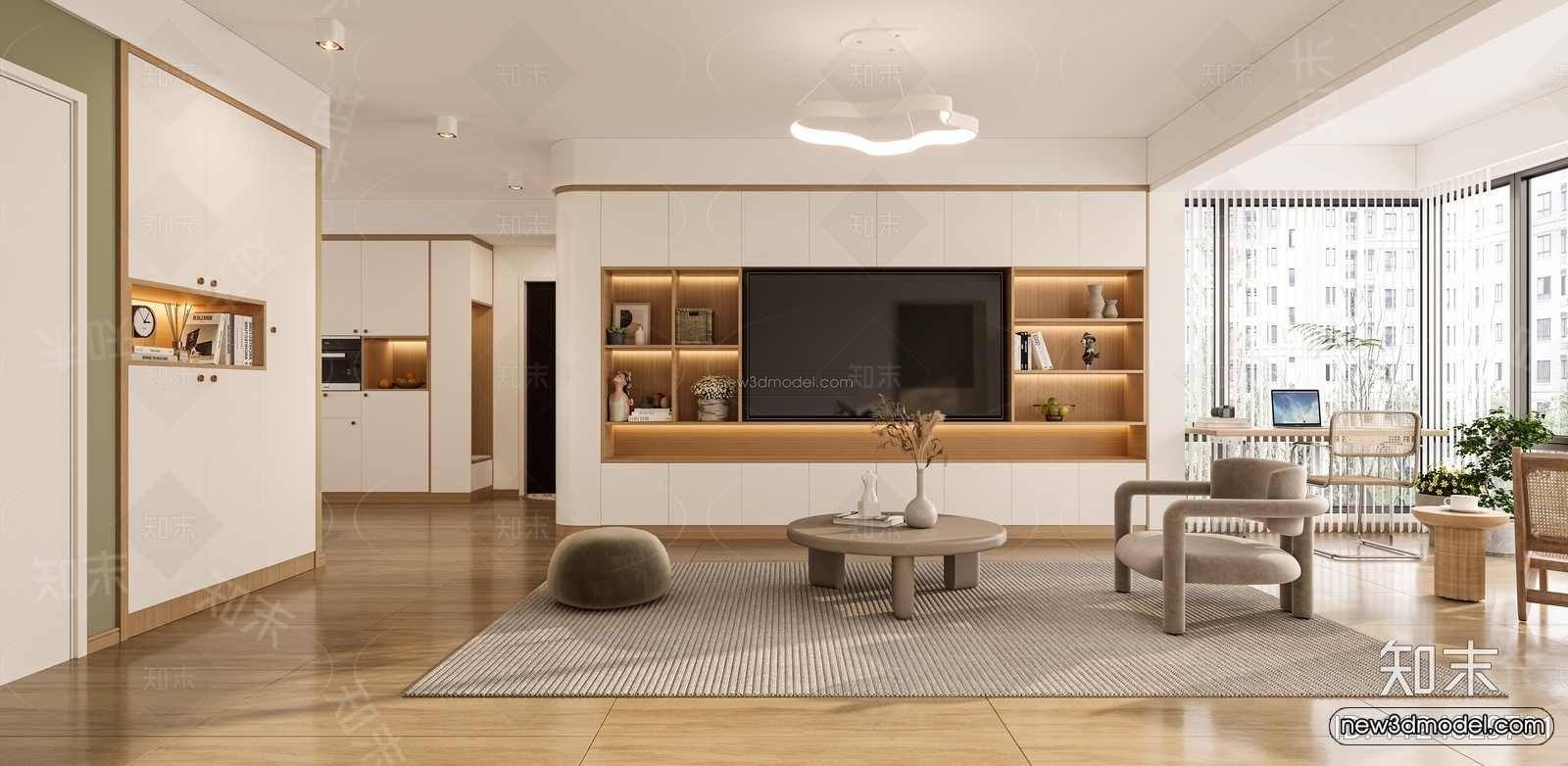 Modern Style Interior 3D Blocks and 3D Models – Living Room 3D Scene – 380 – CORONA - thumbnail 2