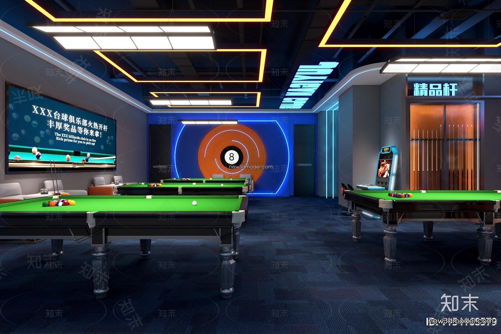 Interior 3D Models of Billiard – 3D Blocks – 019 – VRAY - thumbnail 3