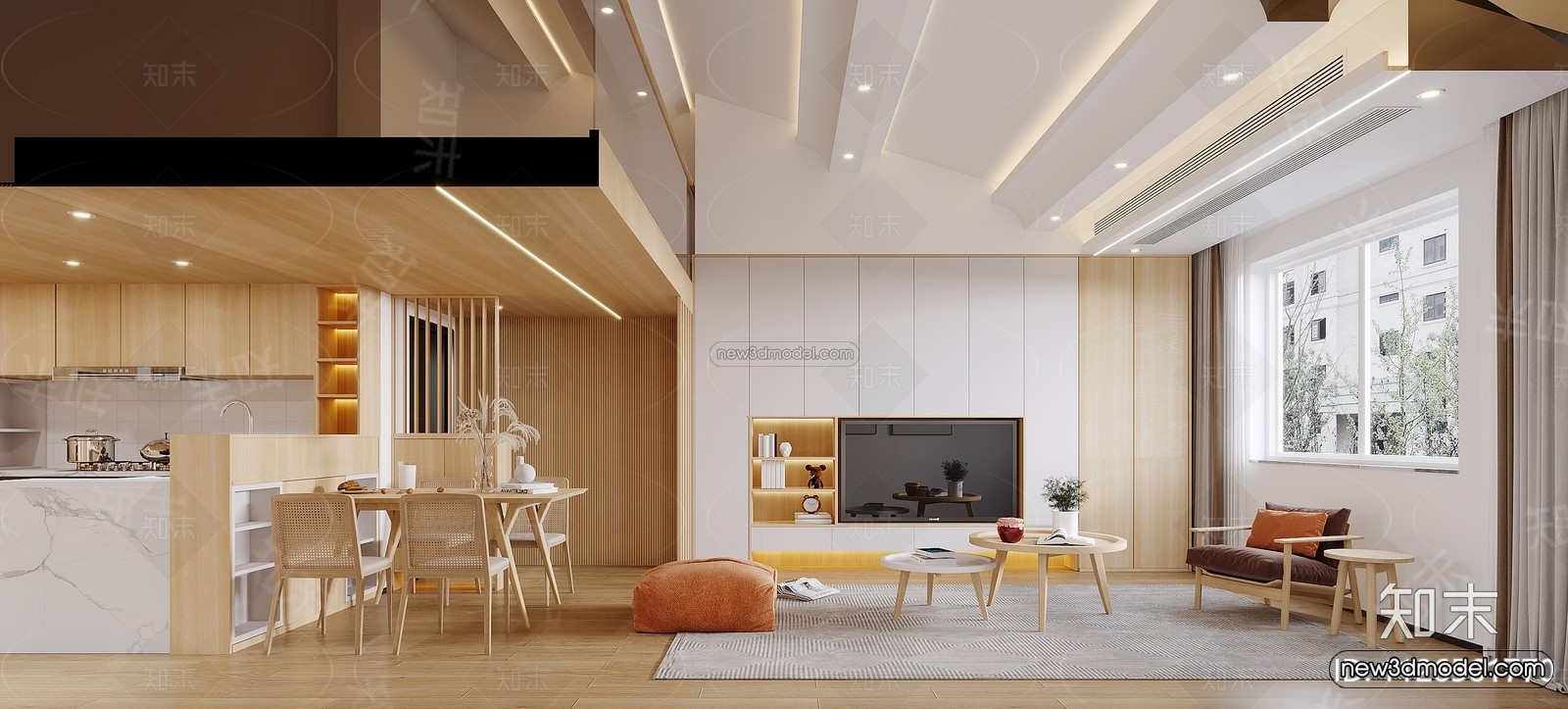 Modern Style Interior 3D Blocks and 3D Models – Living Room 3D Scene – 381 – CORONA - thumbnail 3