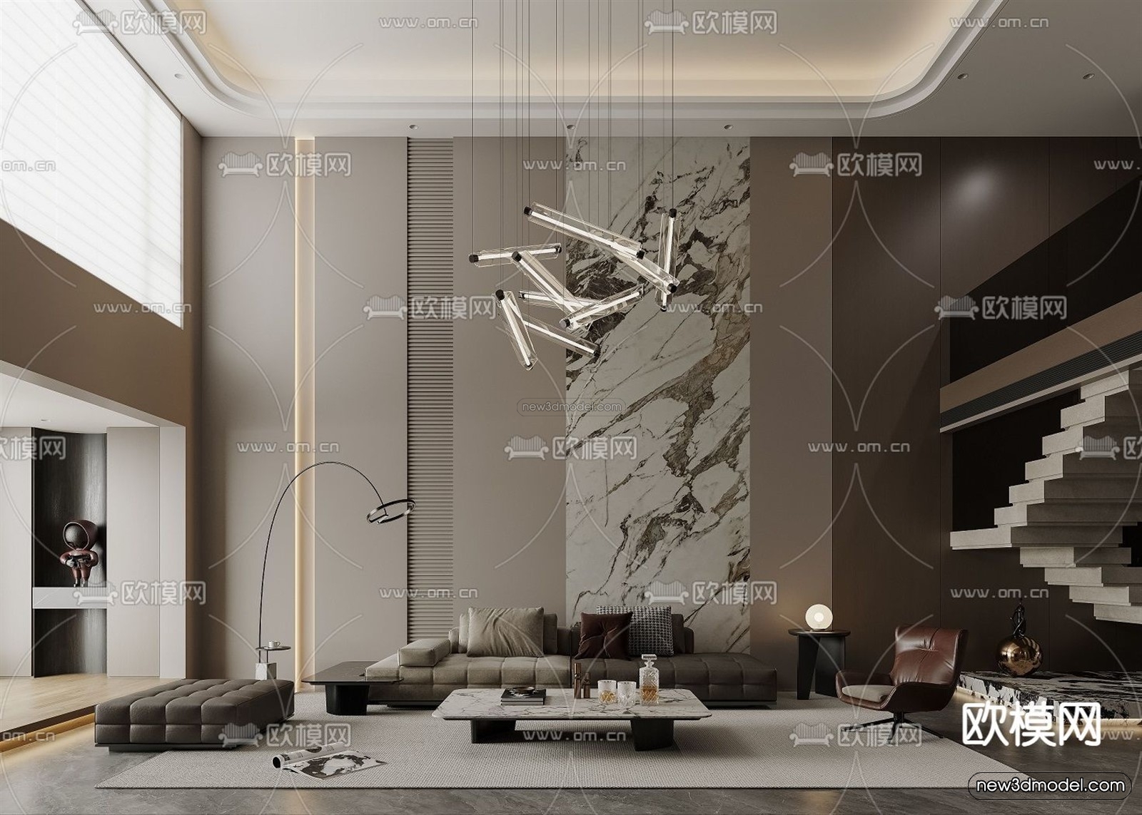 Modern Style Interior 3D Blocks and 3D Models – Living Room 3D Scene – 358 – CORONA - thumbnail 4