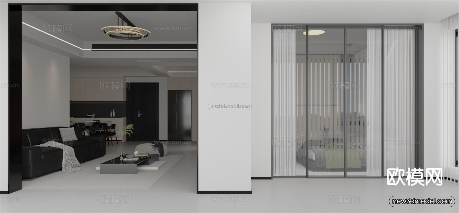 Modern Style Interior 3D Blocks and 3D Models – Living Room 3D Scene – 383 – CORONA - thumbnail 2
