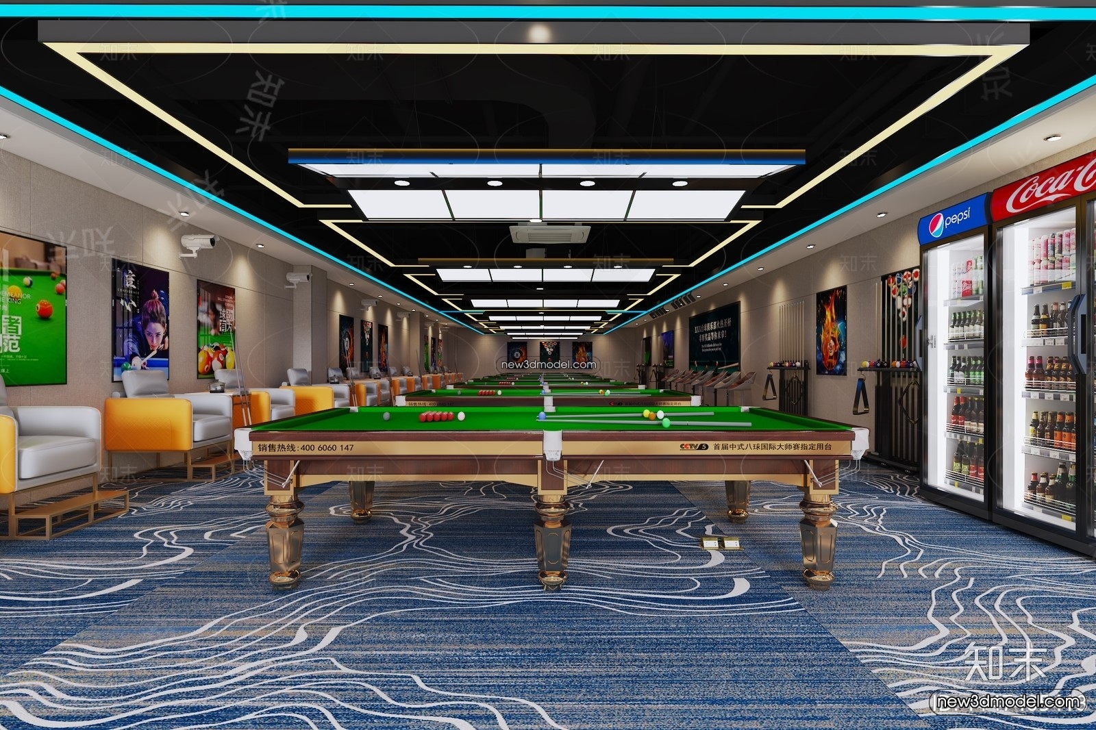 Interior 3D Models of Billiard – 3D Blocks – 028 – VRAY - thumbnail 2
