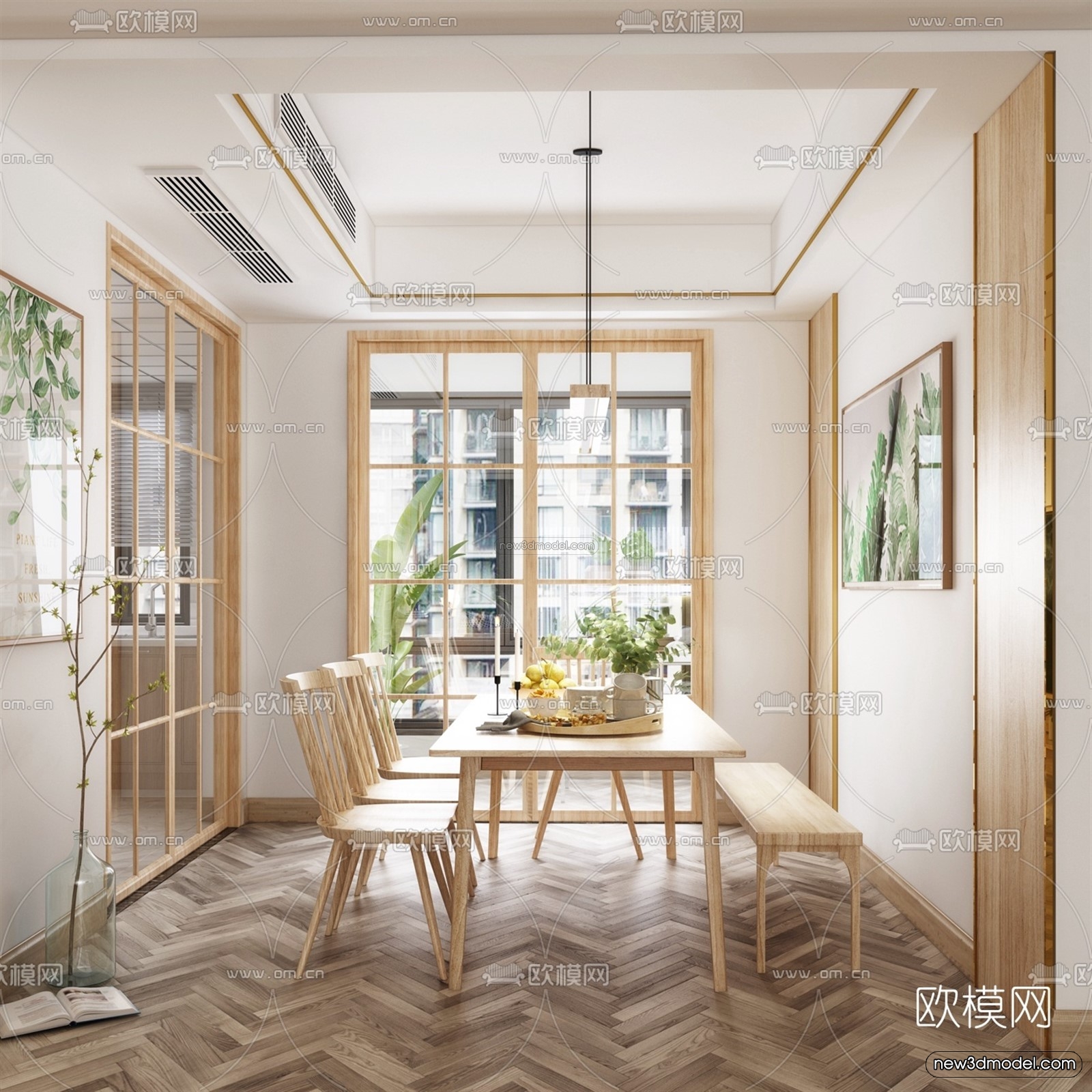 Morandi Style Interior 3D Blocks – Living Room 3D Scene – 080 – VRAY - thumbnail 3