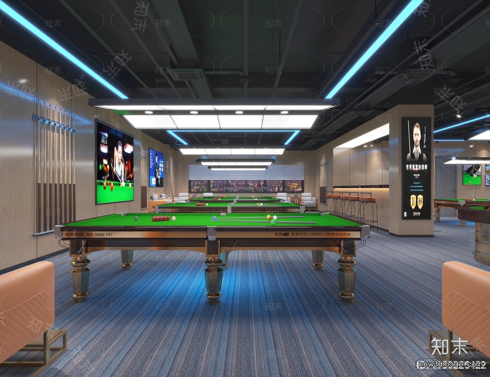 Interior 3D Models of Billiard – 3D Blocks – 031 – CORONA - thumbnail 2