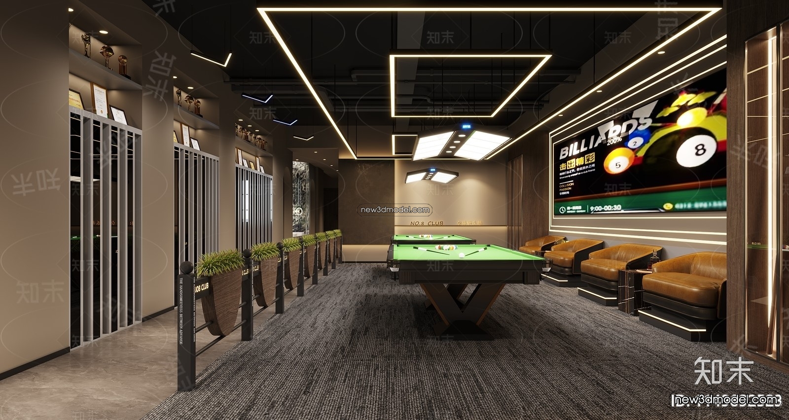 Interior 3D Models of Billiard – 3D Blocks – 034 – CORONA - thumbnail 3