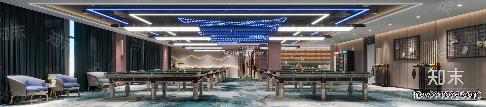 Interior 3D Models of Billiard – 3D Blocks – 040 – CORONA - thumbnail 2