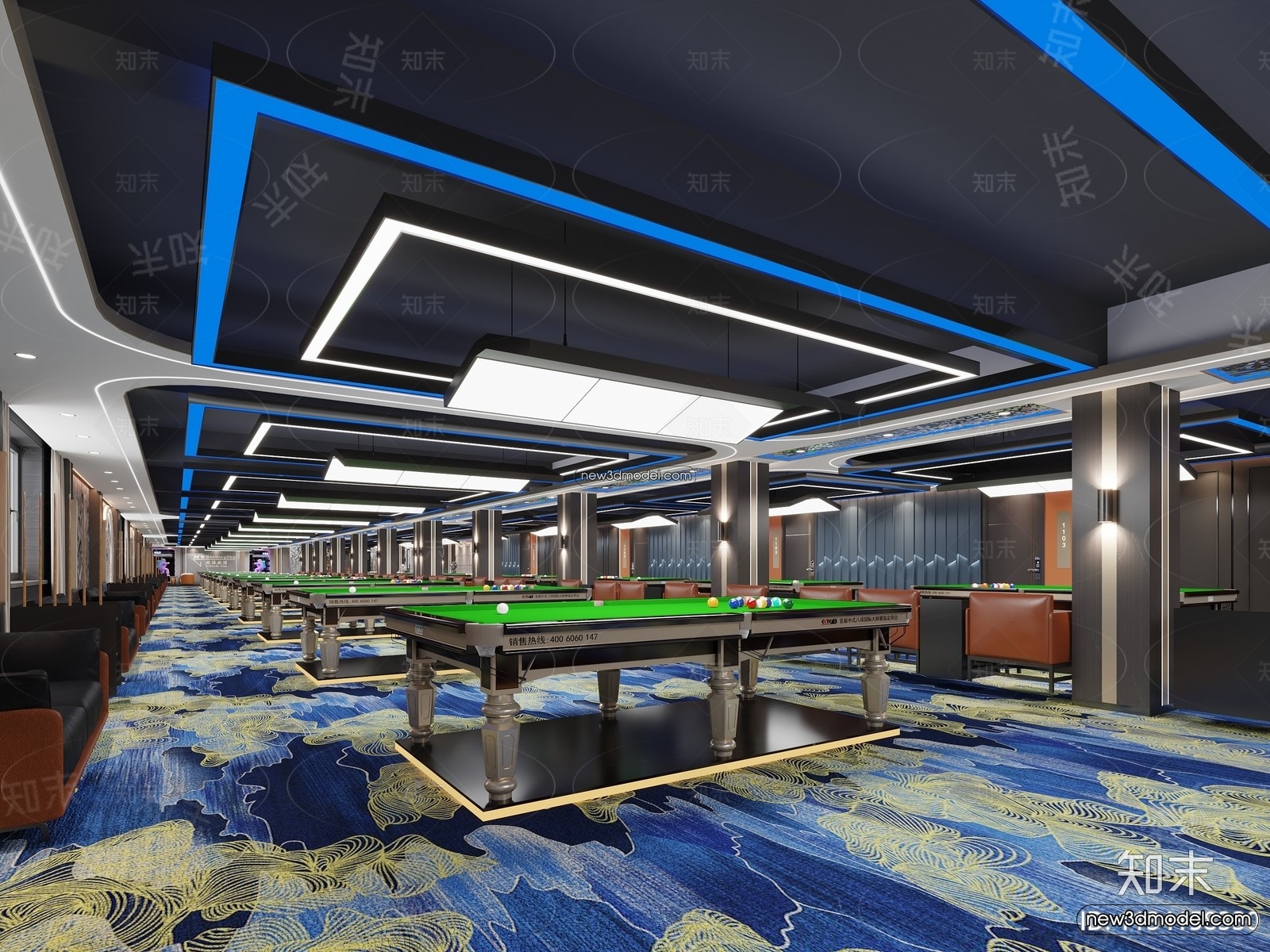 Interior 3D Models of Billiard – 3D Blocks – 043 – VRAY - thumbnail 3