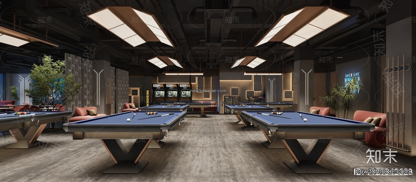 Interior 3D Models of Billiard – 3D Blocks – 044 – VRAY - thumbnail 3