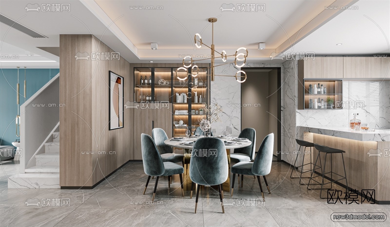 Morandi Style Interior 3D Blocks – Living Room 3D Scene – 083 – VRAY - thumbnail 4