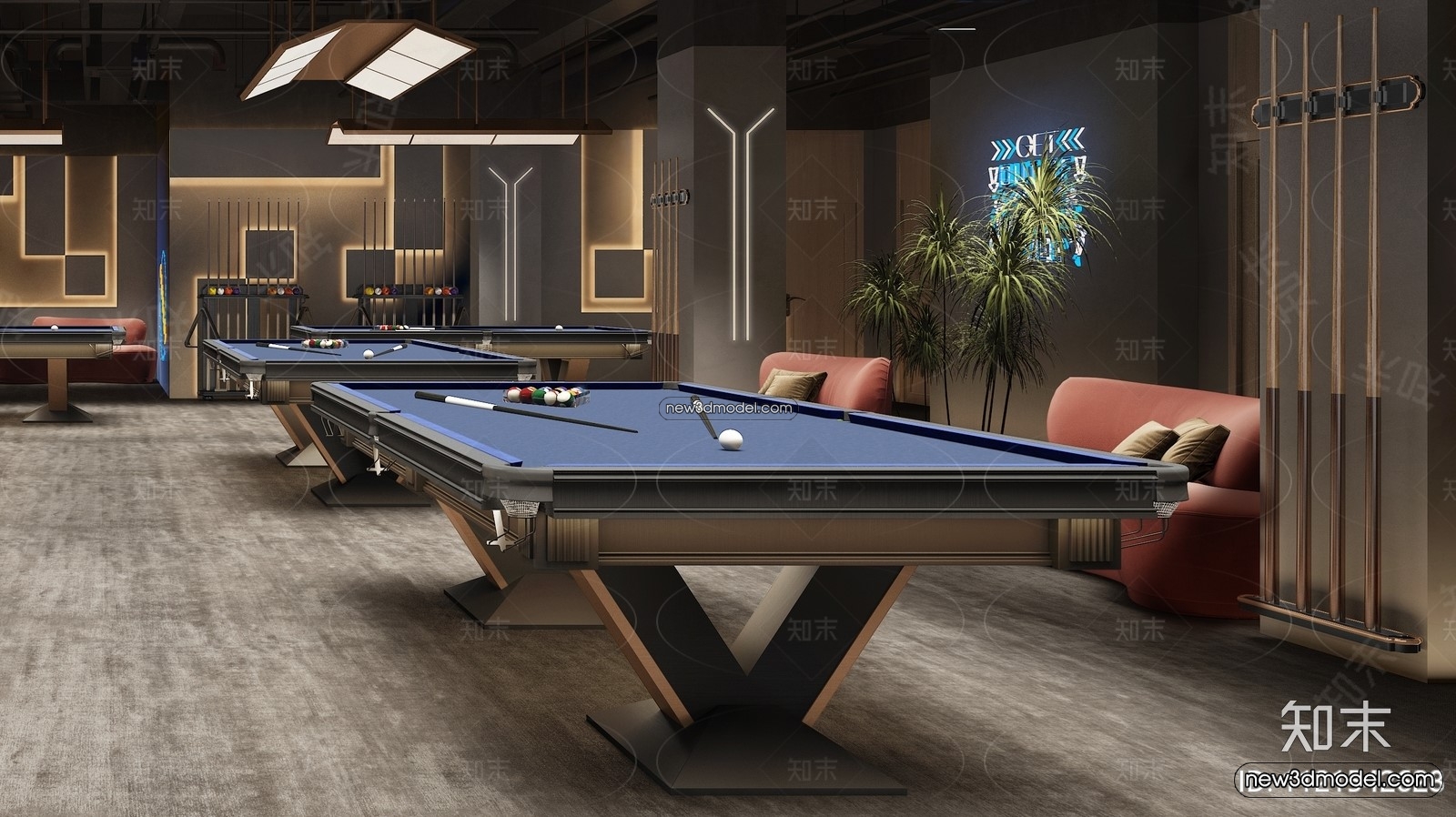 Interior 3D Models of Billiard – 3D Blocks – 044 – VRAY - thumbnail 2