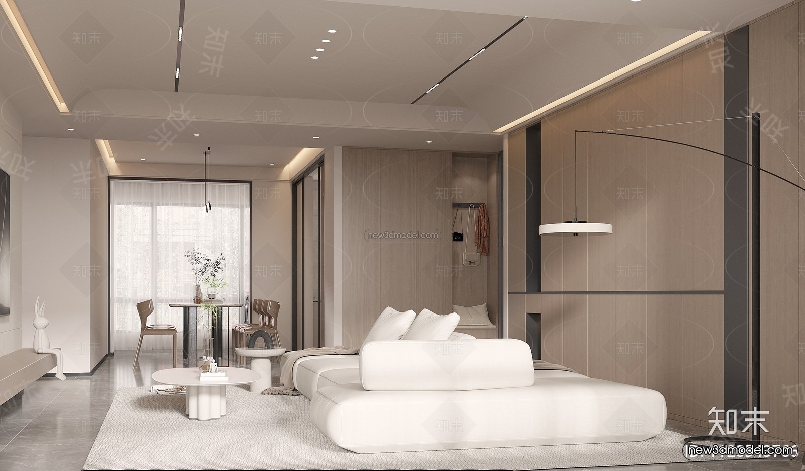 Modern Style Interior 3D Blocks – Living Room 3D Model – 130 – CORONA - thumbnail 3