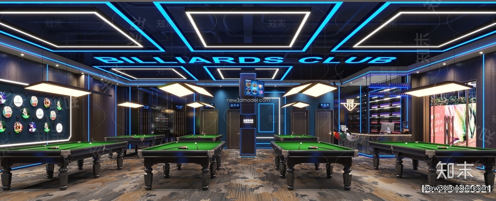 Interior 3D Models of Billiard – 3D Blocks – 048 – VRAY - thumbnail 2