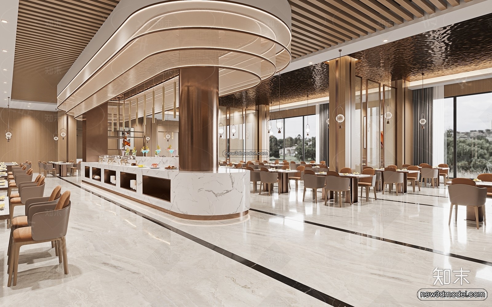 Buffet Restaurant of Hotels 3D Scenes – 3D Blocks – 056 – CORONA - thumbnail 2