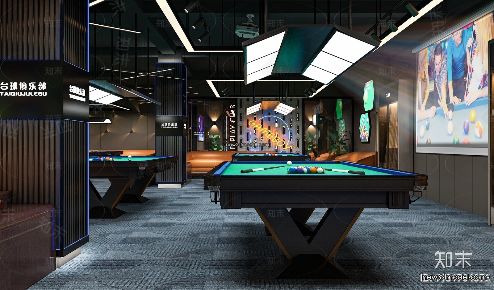 Interior 3D Models of Billiard – 3D Blocks – 052 – VRAY - thumbnail 3