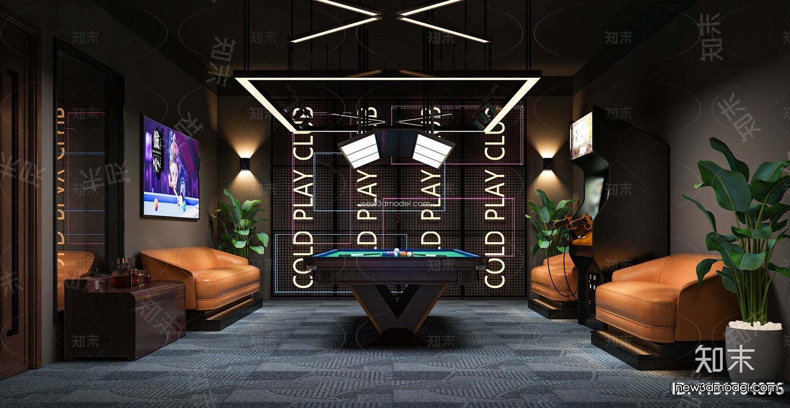 Interior 3D Models of Billiard – 3D Blocks – 052 – VRAY - thumbnail 2