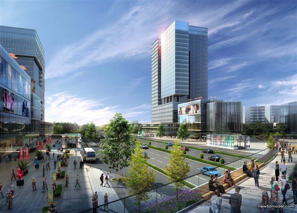 3D Models of Commercial Building – Exterior 3D Scenes – 1056 – VRAY - thumbnail 3