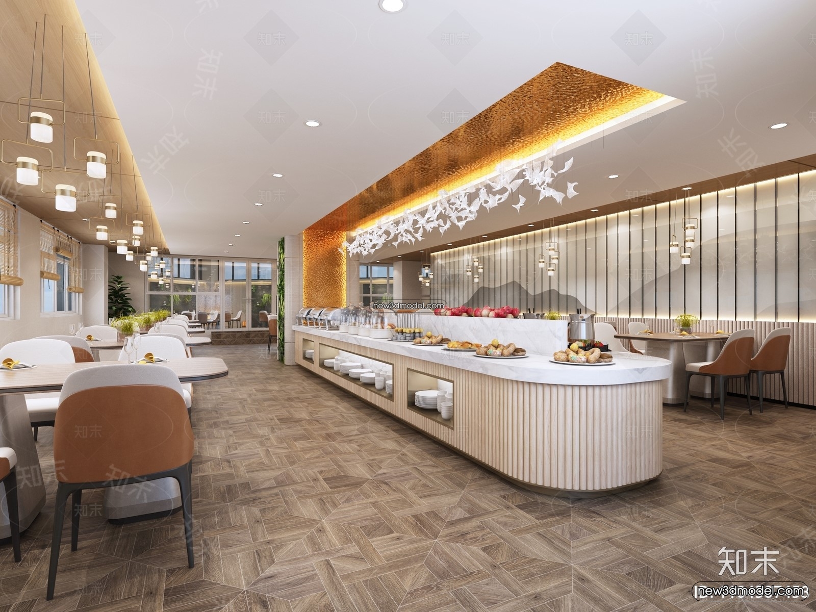 Buffet Restaurant of Hotels 3D Scenes – 3D Blocks – 067 – VRAY - thumbnail 2