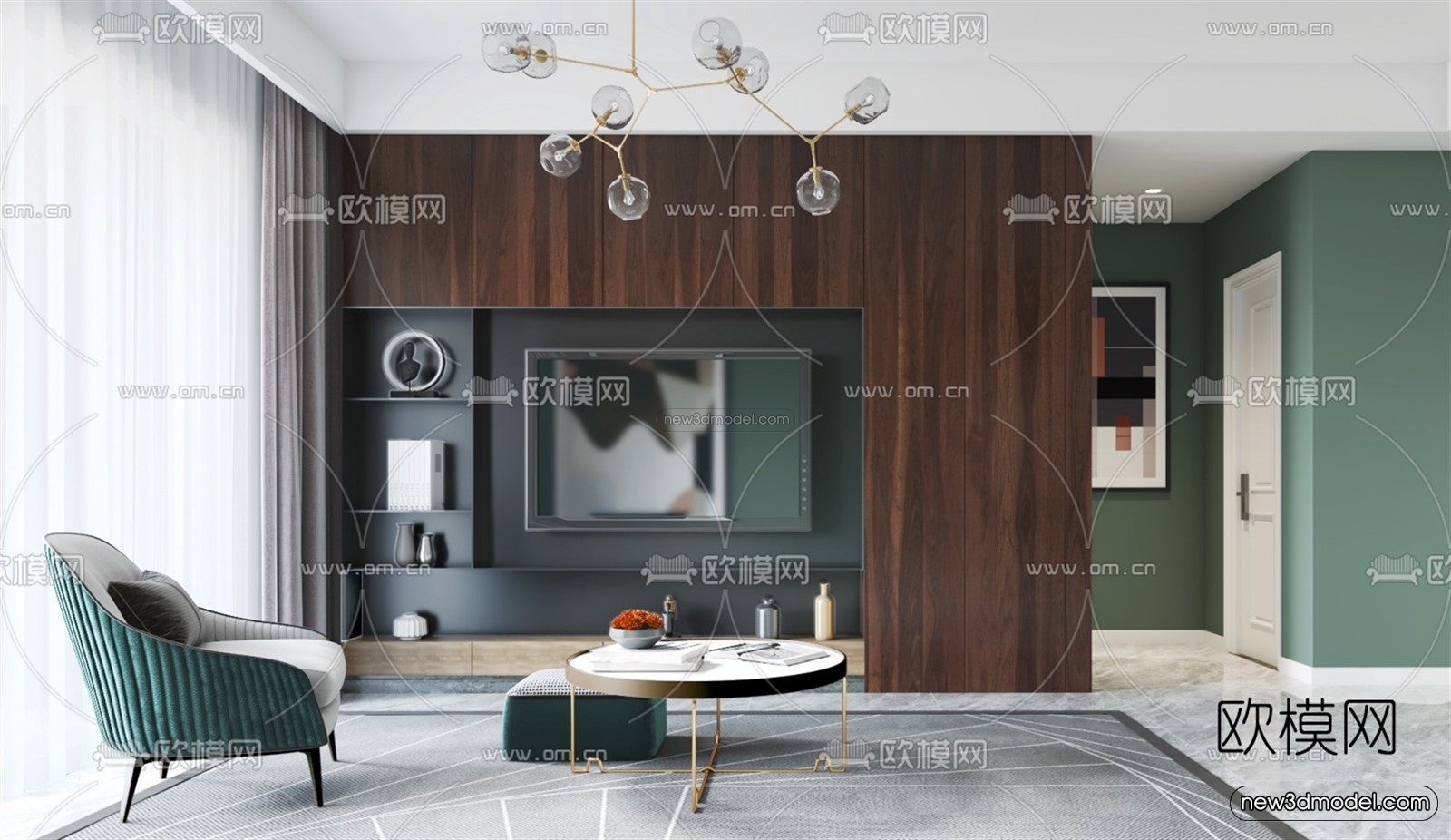 Morandi Style Interior 3D Blocks – Living Room 3D Scene – 084 – VRAY - thumbnail 2