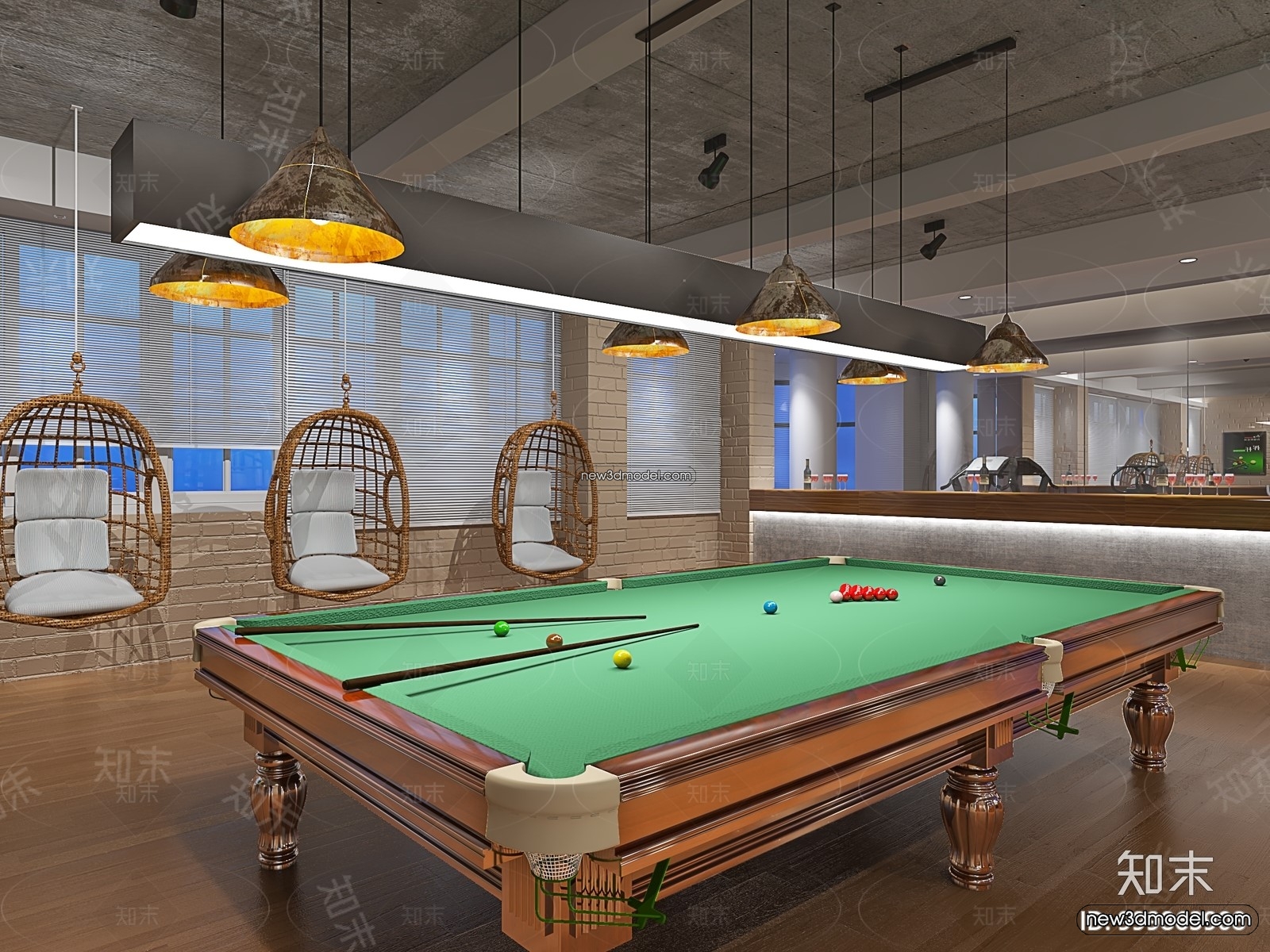Interior 3D Models of Billiard – 3D Blocks – 059 – VRAY - thumbnail 2