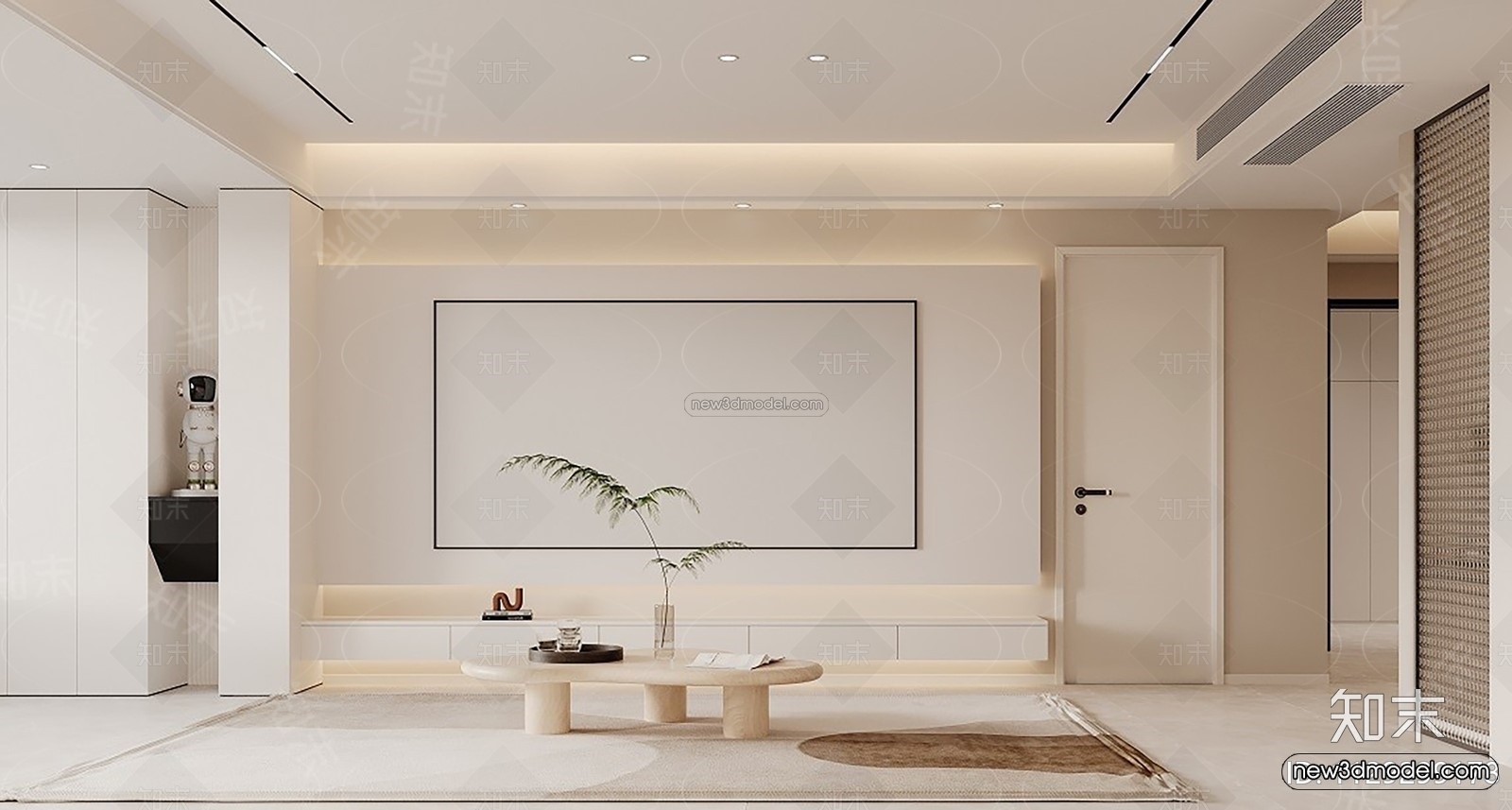 Modern Style Interior 3D Blocks – Living Room 3D Model – 131 – VRAY - thumbnail 2