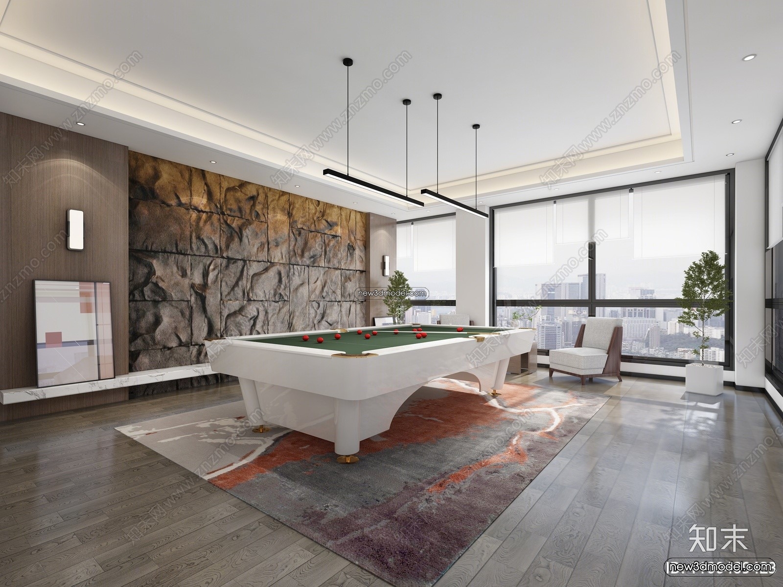Interior 3D Models of Billiard – 3D Blocks – 058 – VRAY - thumbnail 2