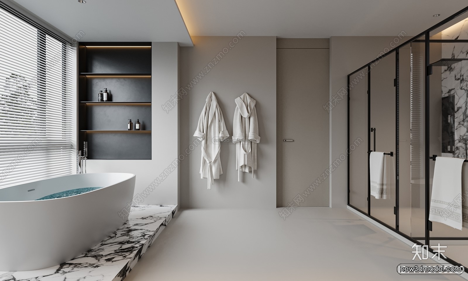 Modern Style Interior 3D Blocks and 3D Models – Bathroom 3D Scene – 658 – CORONA - thumbnail 3