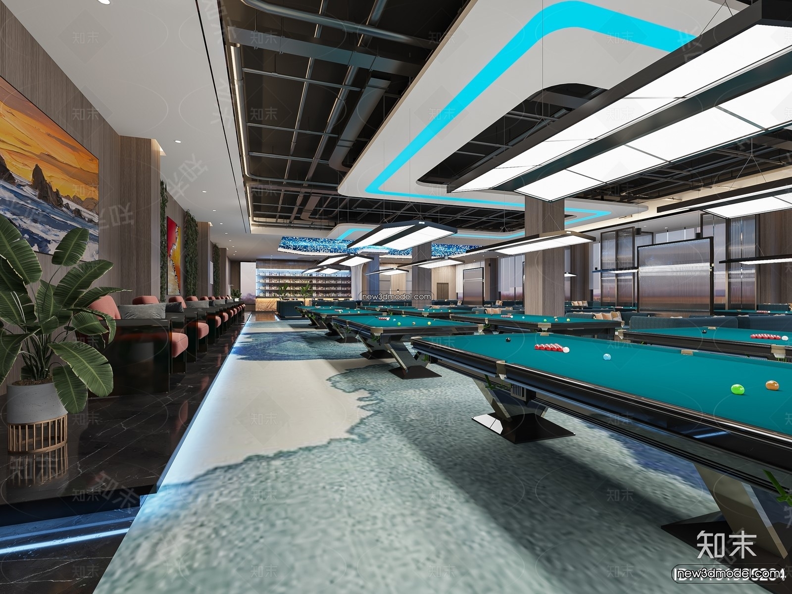 Interior 3D Models of Billiard – 3D Blocks – 060 – VRAY - thumbnail 3