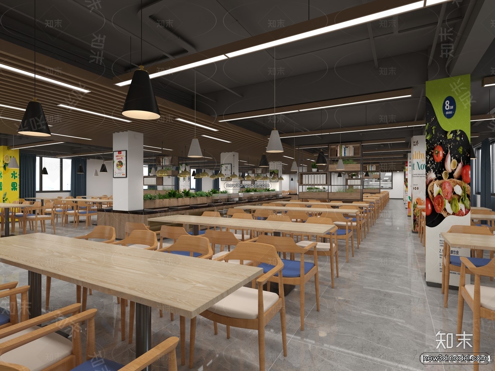 Buffet Restaurant of Hotels 3D Scenes – 3D Blocks – 024 – VRAY - thumbnail 3