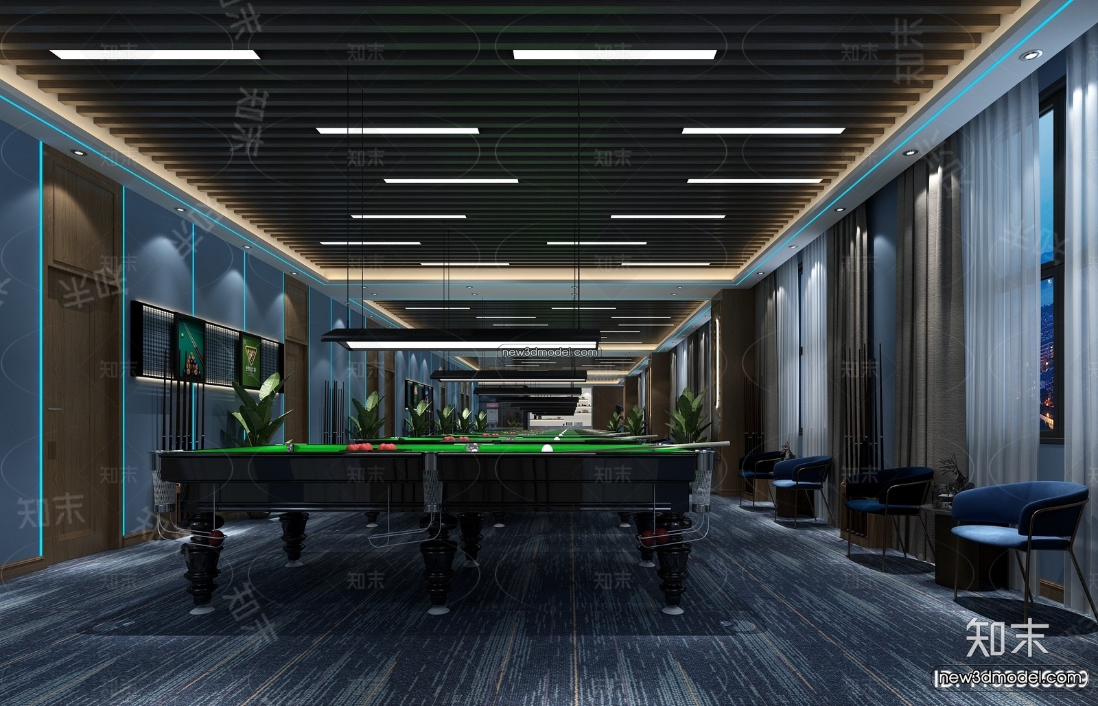 Interior 3D Models of Billiard – 3D Blocks – 063 – VRAY - thumbnail 4