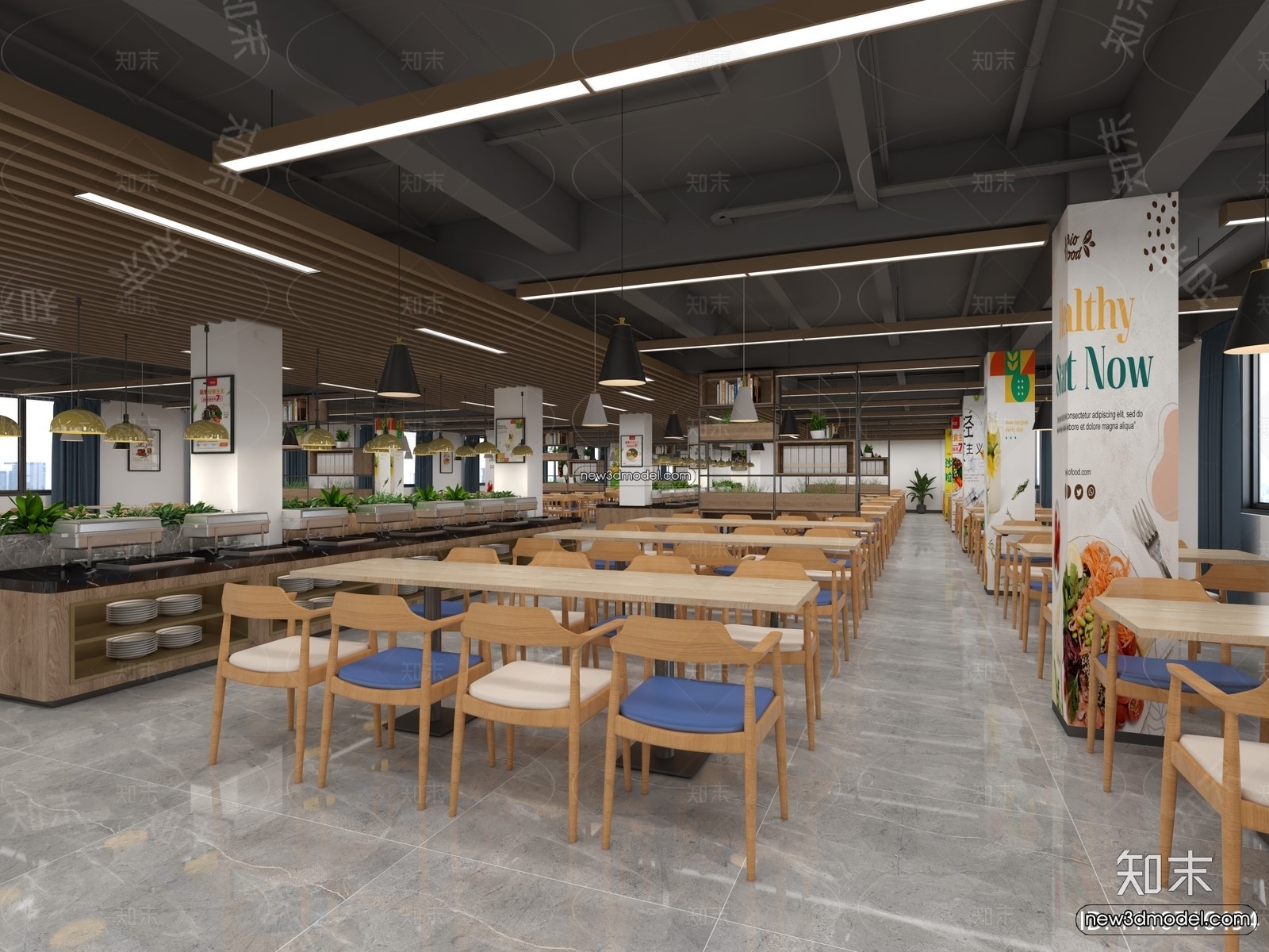 Buffet Restaurant of Hotels 3D Scenes – 3D Blocks – 024 – VRAY - thumbnail 2