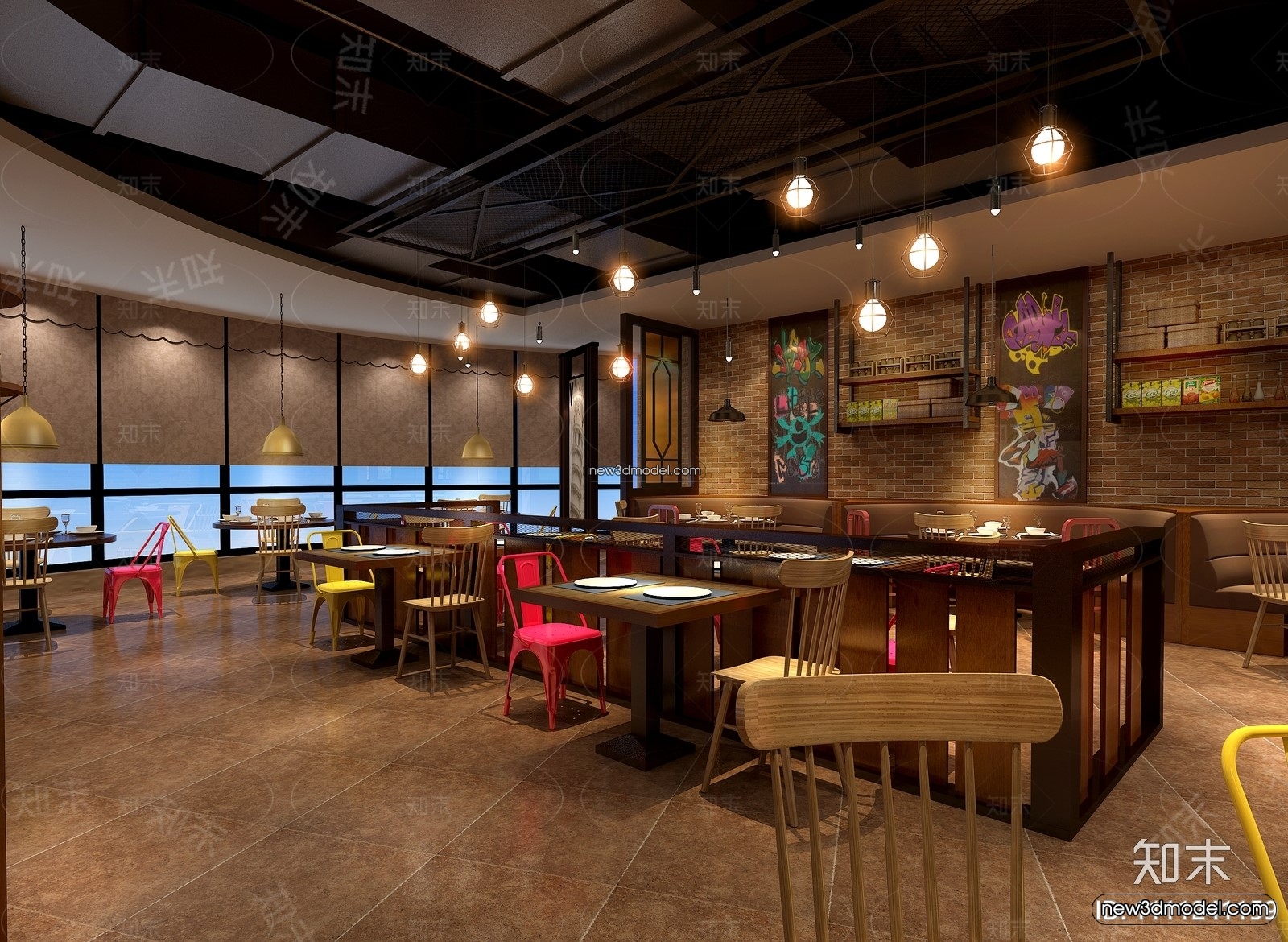 Buffet Restaurant of Hotels 3D Scenes – 3D Blocks – 002 – VRAY - thumbnail 3