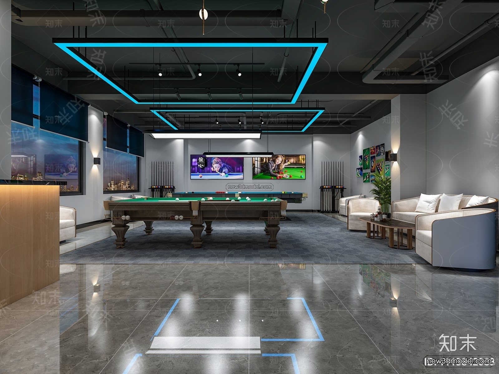 Interior 3D Models of Billiard – 3D Blocks – 070 – VRAY - thumbnail 3
