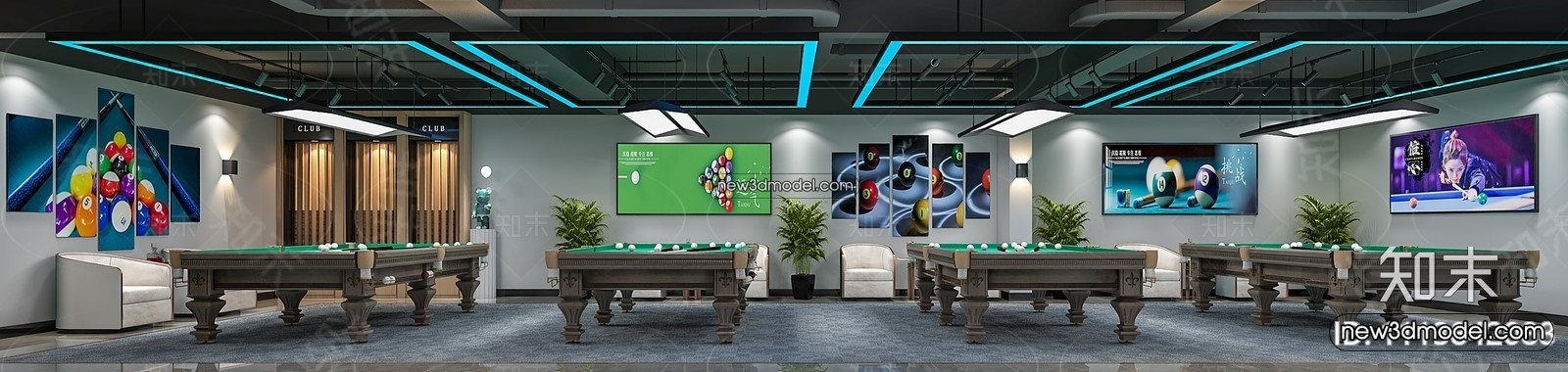 Interior 3D Models of Billiard – 3D Blocks – 070 – VRAY - thumbnail 2