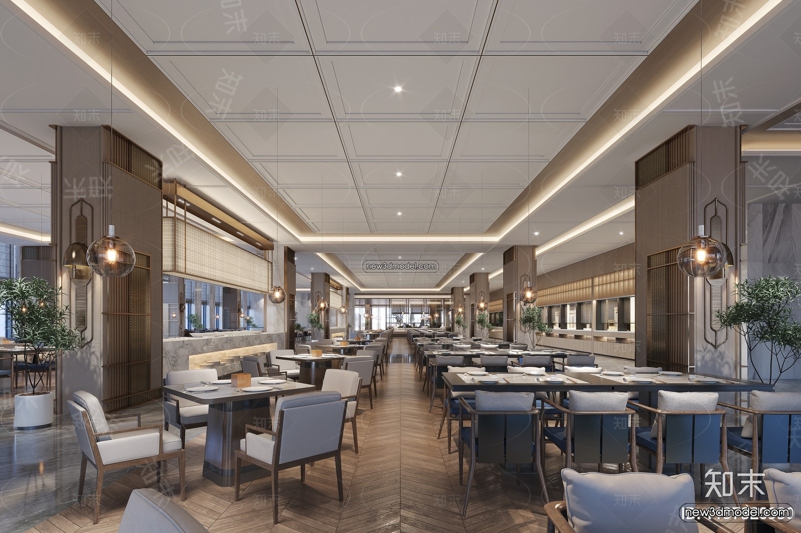 Buffet Restaurant of Hotels 3D Scenes – 3D Blocks – 035 – VRAY - thumbnail 2